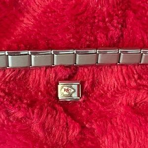 KC Chiefs Silver stainless steel Italian Bracelet Charm